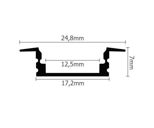 Aluminium Led profiel Inbouw 8mm opalen afdekking 2m