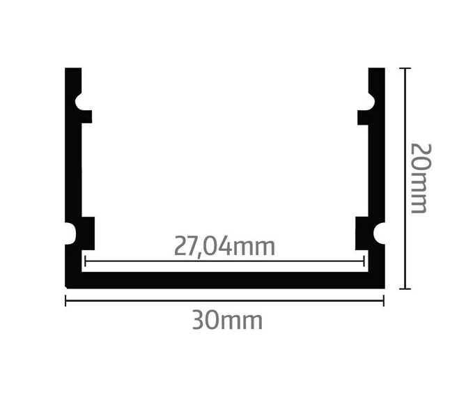 Aluminium Led profiel wit Surface 30mmx20mm opale afdekking 2m